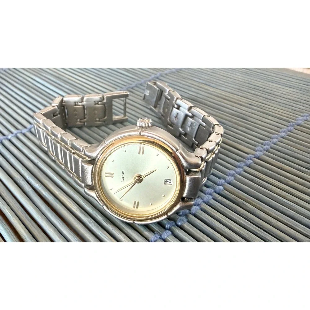 Lorus Women's Two Tone Quartz Watch Gold Dial Date Stainless Steel Bracelet